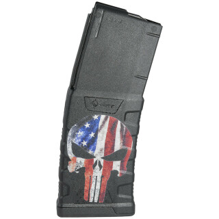 Mission First Tactical Extreme Duty AR-15 Magazine .223 Rem/5.56 NATO 30 Rounds Polymer Black with Distressed American Punisher Skull