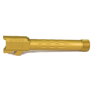 Faxon Match Series Drop In Barrel Fits Glock 19 Models All Generations 9mm Luger Threaded 1/2x28 416R Stainless Steel Salt Bath Nitride/TiN PVD Gold Finish