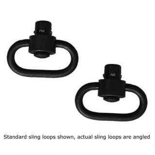 GrovTech Heavy Duty Push Button Sling Swivel Set Angled Loop Recessed Plunger Steel Black GTSW-263