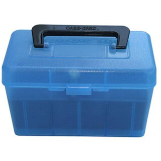 MTM Case-Gard Deluxe H-50 Series Rifle Ammo Box Small Holds 50 Rounds Clear Blue H50-RS-24