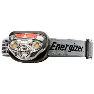 Energizer Vision HD Plus Focus LED Headlight 400 Lumens 3 AAA Batteries White and Red LED Elastic Strap Polymer Gray and Black