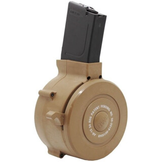 Iver Johnson AR-15 Drum Magazine .223 Remington 50 Rounds Polymer Black and Tan