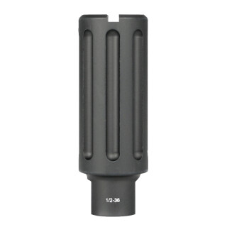 Midwest Industries Blast Can AR-15 Muzzle Device Threaded 1/2x36 9mm Caliber Diameter 6061 Aluminum Hard Coat Anodized Matte Black