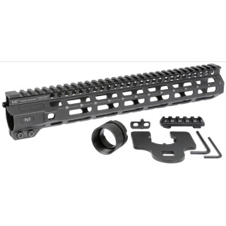 Midwest Industries AR-15 Combat Rail 12.625" One Piece Free Float Hand Guard M-LOK/Picatinny 6061 Aluminum Hard Coat Anodized Finish Matte Black