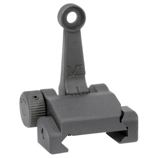 Midwest Industries AR-15 Combat Rifle Flip Up Rear Sight Mil-Spec Height 6061 Aluminum Base Matte Black Finish