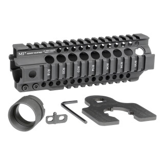 Midwest Industries AR-15 Combat Rail T-Series 7.25" One Piece Free Float Hand Guard 6061 Aluminum Hard Coat Anodized Matte Black Finish
