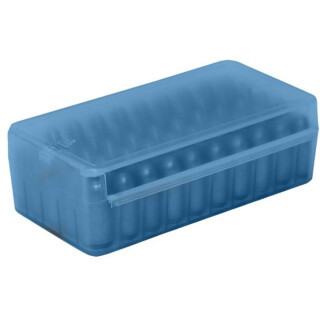 MTM Case-Gard P-50 Series Flip Top Handgun Ammo Box 9mm/380 ACP/30 Luger Holds 50 Rounds Blue