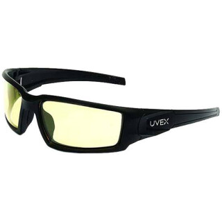 Hypershock Shooter's Safety Glasses Amber Lenses with Uvextreme and Anti-Fog Coating Black Polymer Frame Comfort Molded Temple