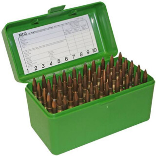 MTM Case-Gard R-50 Series 50 Round Extra Large Rifle Ammunition Box Polypropylene Green RLLD-50-10