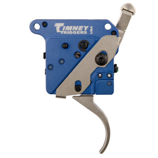 Timney Trigger Remington 700 2 Stage With Safety & Bolt Release 8 oz-2 lbs Pull Weight Curved Nickel-Plated Shoe Right Hand Blue/Nickel