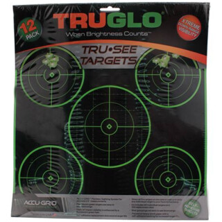 TRUGLO TruSee 5 Bull's-Eye Targets 12" x 12" Fluorescent Green 12 Pack TG11A12