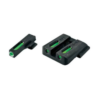 TruGlo TFX Standard Height SIG Sauer #6/#8 Front/Rear Day/Night Sight Set Green Tritium 3-Dot Configuration Front White Focus Lock Ring Square Cut Rear Notch Steel Black