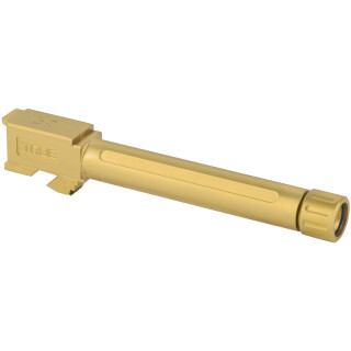 True Precision Threaded 1/2x28 Drop In Replacement Barrel for Glock 17 Gen 1-4 9mm Luger Gold Titanium Nitride Finish