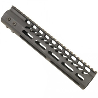 Guntec AR-15 10" Ultra Lightweight Thin M-LOK Free Floating Handguard with Monolithic Top Rail 7.9 oz. Aluminum Black
