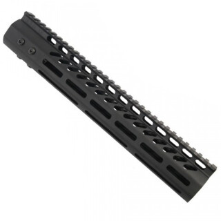Guntec 12" Ultra Lightweight Thin M-LOK Free Floating Handguard with Monolithic Top Rail LR-308 DPMS Low Profile 11.7 oz Aluminum Body Steel Barrel Nut Black
