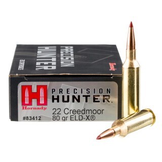 Hornady Precision Hunter .22 Creedmoor Ammunition 20 Rounds ELD-X 80 Grains