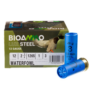 BioAmmo Game 12 Gauge Ammunition 250 Rounds 2-3/4" #3 Steel 1 oz