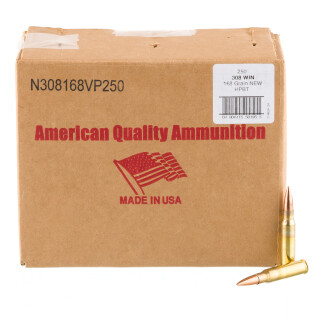 American Quality .308 Winchester Ammunition 250 Rounds Speer BTHP 168 Grain