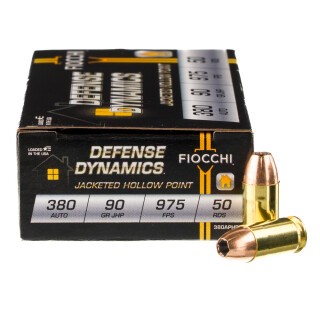 FIOCCHI .380 ACP Ammunition 50 Rounds JHP 90 Grains 380APHP