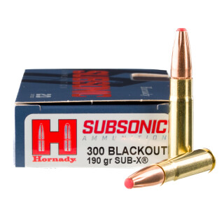 Hornady Subsonic .300 AAC Blackout Ammunition 20 Rounds SUB-X PT 190 Grain