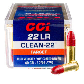 CCI Clean-22 .22 Long Rifle Ammunition 100 Rounds Polymer Coated LRN 40 Grain High Velocity