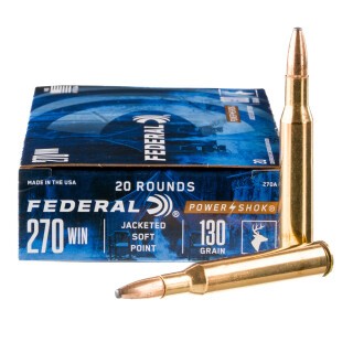 Federal Power-Shok .270 Winchester Ammunition 20 Rounds JSP 130 Grain