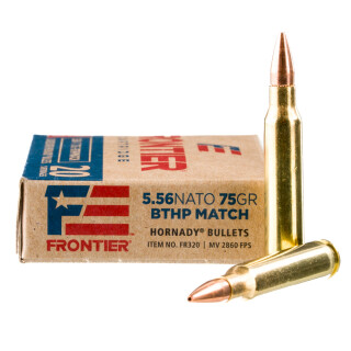 Hornady Frontier 5.56 NATO Ammunition 500 Rounds BTHP 75 Grain