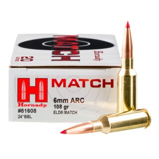 Hornady Match 6mm ARC Ammunition 20 Rounds ELD Match 108 Grain