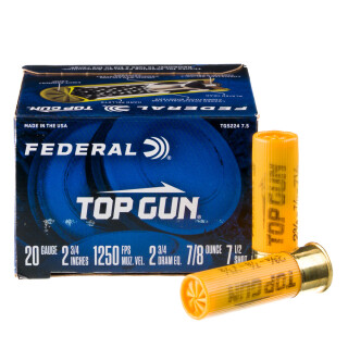Federal Top Gun Sporting 20 Gauge Ammunition 25 Rounds 2-3/4" #7.5 Lead