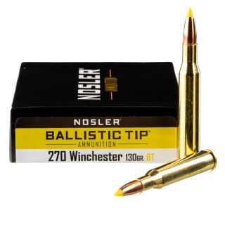 Nosler E-Tip 270 Winchester Ammunition 20 Rounds Total 130 Grain Ballistic Tip Projectile 3075 fps