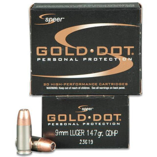 Speer Gold Dot Personal Protection 9mm Luger Ammunition 20 Rounds GDHP 147 Grain