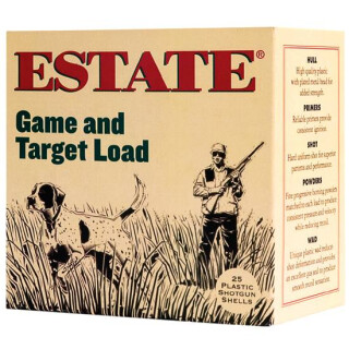Ammo 12 Gauge Estate Cartridge Game And Target Load 2-3/4" #8 Lead 1 Ounce 25 Round Box 1290 fps GTL12 8