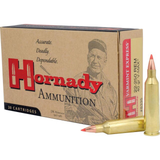 Hornady Varmint Express .22-250 Remington Ammunition 20 Rounds 40 Grain Hornady V-Max Polymer Tip Projectile 4150fps