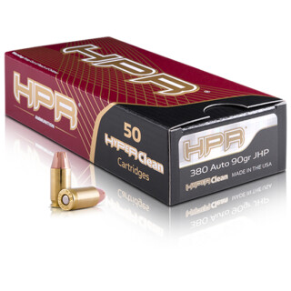 HPR HyperClean .380 ACP Hornady XTP Jacketed Hollow Point, 90 Grain, 915 fps, 50 Round Box