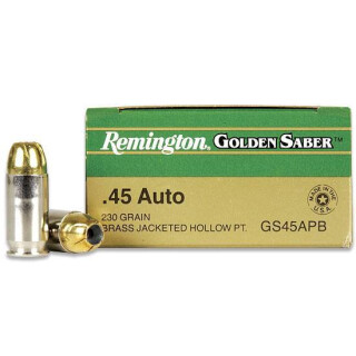 Remington Golden Saber .45 ACP Brass Jacketed Hollow Point, 230 Grain, 875 fps, 25 Round Box