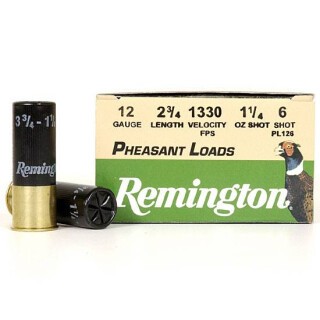 12 Gauge Remington Pheasant Load 2-3/4" #6 Lead 1-1/4 oz 1330 fps 25 Round Box PL126