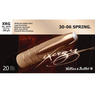 Ammo .30-06 Springfield S&B 180 Grain EXERGY Aluminum Tipped HP Bullet 2654 fps 20 Rounds V340012U