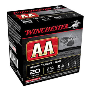 Winchester AA Target 20 Ga 2.75" #8 Lead 1oz 25 Rounds