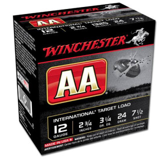 Winchester AA International Target 12 Gauge Ammunition 25 Rounds 2-3/4" #7.5 Lead 7/8oz
