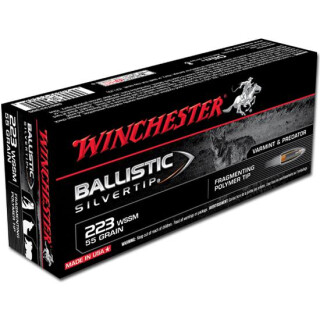 Ammo .223 WSSM Winchester Supreme 55 Grain Ballistic Silvertip Bullet 3850 fps 20 Rounds SBST223SS