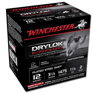 Winchester Drylok 12 Ga 3.5" #2 Steel 1.5oz 25 Rounds