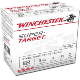 12 Gauge Winchester Super Target 2-3/4" #7 Steel 1-1/8 Ounce 1200 fps 25 Round Box TRGT12S7