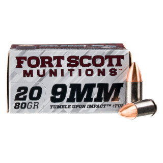 Fort Scott Munitions 9mm Luger Ammunition 20 Rounds SCS TUI 80 Grain TPD Coated