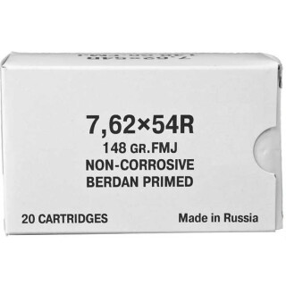 7.62x54R Wolf "White Box" 148 Grain Bimetal FMJ Bullet 2785 fps 500 Round Case FB76254BFMJ