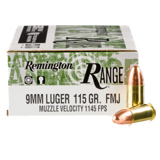 Remington Range 9mm Luger Ammunition 1000 Rounds FMJ 115 Grain