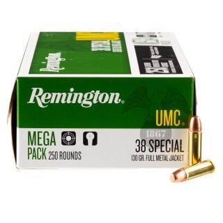 Remington UMC .38 Special Ammunition, 250 Rounds, MC/FMJ, 130 Grains