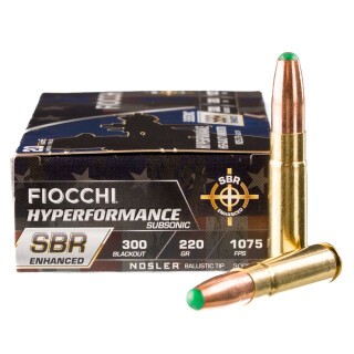 Fiocchi Hyperformance SBR Enhanced .300 AAC Blackout Ammunition 20 Rounds Ballistic Tip 220 Grains