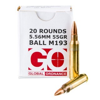 Global Ordnance 5.56 NATO Ammunition 1000 Rounds FMJ M193 55 Grains