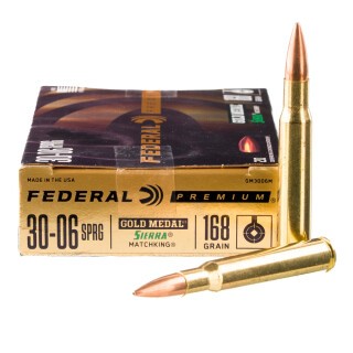 Federal Gold Medal .30-06 Springfield Ammunition 20 Rounds MatchKing BTHP 168 Grain