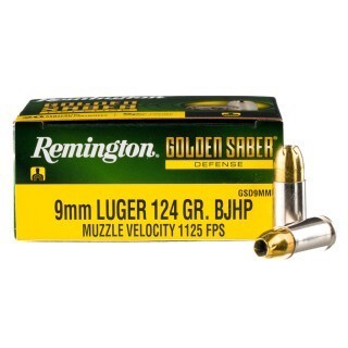 Remington Golden Saber 9mm Luger Ammunition 20 Rounds BJHP 124 Grains